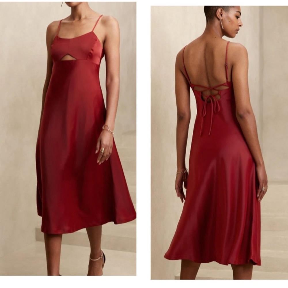 Banana Republic front cut out strap midi dress